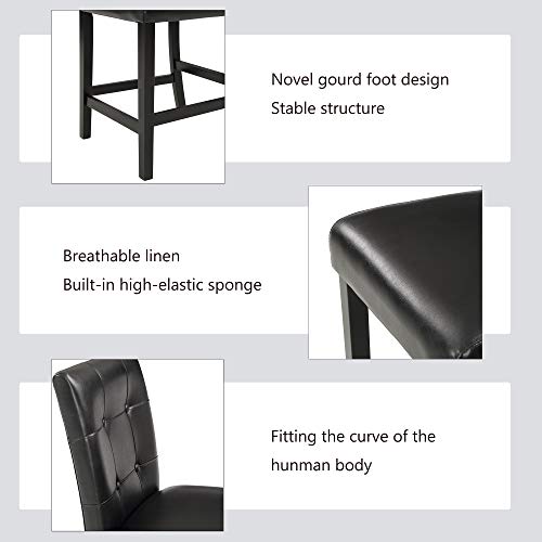 Harper & Bright Designs 5-Piece Kitchen Table Set Faux Marble Top Counter Height Dining Table Set with 4 Black Leather-Upholstered Chairs, Black (35