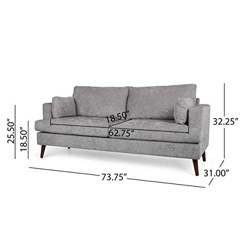 Christopher Knight Home Randolph Contemporary 3 Seater Fabric Sofa, Light Gray + Espresso
