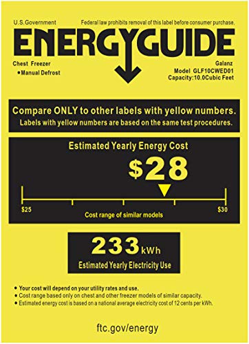 Galanz GLF10CWED01 Manual Defrost Chest Freezer, Mechanical Temperature Control, 10.0 Cu.Ft, White