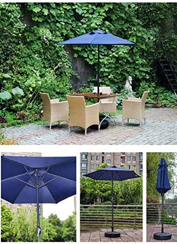 FMOGE Outdoor Garden Parasols Heavy-Duty Outdoor Market Patio Umbrella with Crank Handle, Blue Garden Parasol Compact for Small Outdoor Spaces