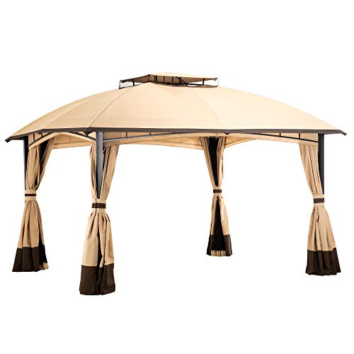 PAMAPIC 10'x12' Outdoor Patio Garden Gazebo Tent, Outdoor Shading, Gazebo Canopy with Mosquito Net (Beige)