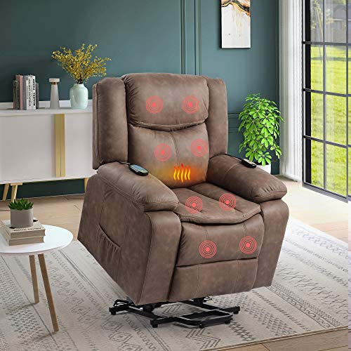Lift Chairs for Elderly with Adjustable Massage and Heating - Lift Chairs Recliners Lift Sofa Electric Recliner Chairs with Remote Control Soft PU Lounge
