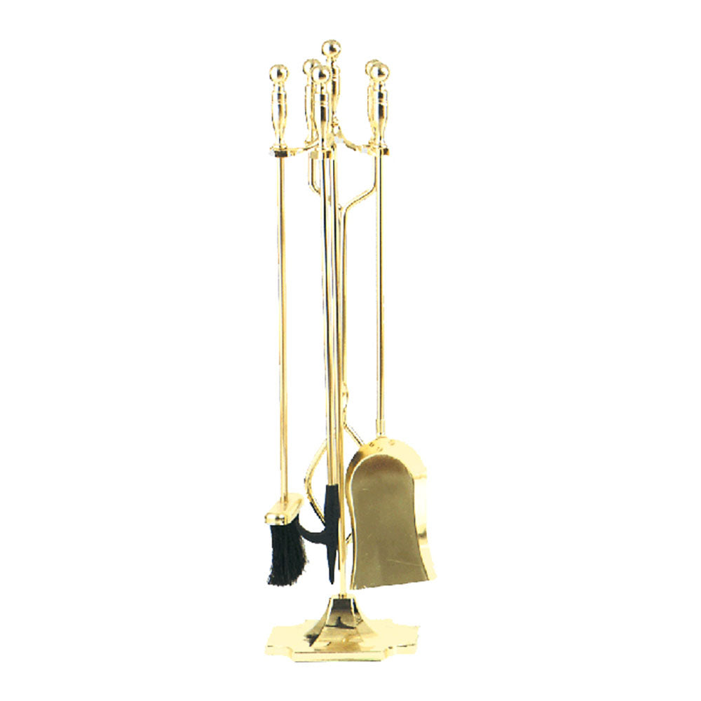 Dagan 5-Piece Polished Brass Fireset