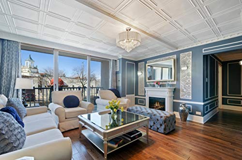 A la Maison Ceilings R24 Line Art Foam Glue-up Ceiling Tile (256 sq. ft./Case), Pack of 96, Plain White