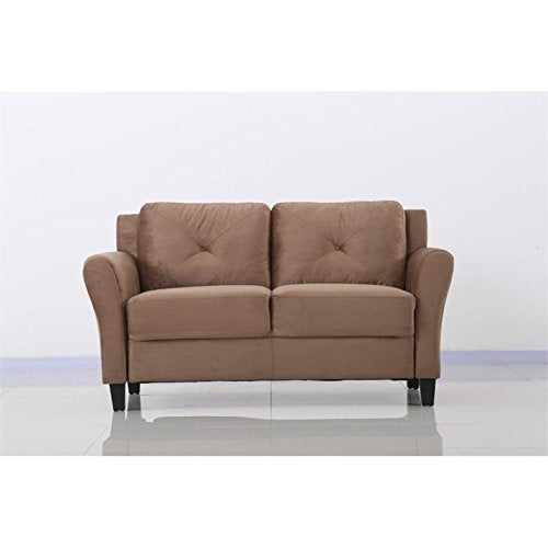 BOWERY HILL Microfiber Loveseat Couch in Light Brown