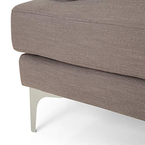 Faithe Modern Fabric 3 Seater Sofa, Dark Taupe and Silver