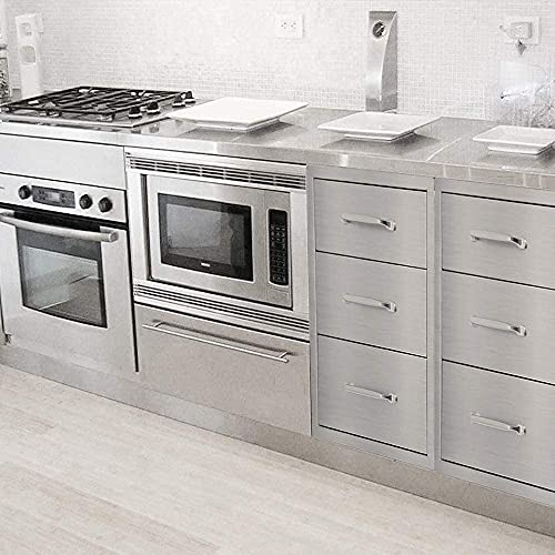 Karpevta BBQ Drawers W18D23H23 Inch 3 Tier BBQ Drawer with Handle for Outdoor Kitchen Grill