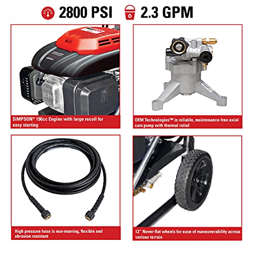 Simpson Cleaning CM61081 2800 PSI at 2.3 GPM Clean Machine Cold Water Residential Gas Pressure Washer