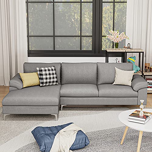 Sectional Sofa, L-shaped Velvet Sofa Couch with Reversible Chaise 3-Seat for Living Room Apartment Office