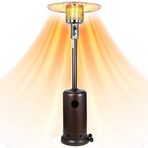 Kakashi Outdoor Patio Heater Propane Heater - 46000 BTU CSA Certified Gas Steel Floorstanding Liquid Propane Outdoor Heater w/Heater Cover Pulley Accessoriesfor Garden Wedding,Party,Bronze