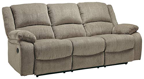 Signature Design by Ashley - Draycoll Contemporary Upholstered Reclining Sofa - Pull Tab Reclining - Tan