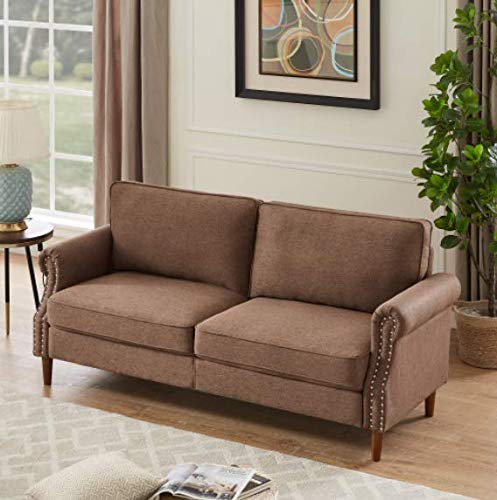 Modern Upholstered Love Seats, Loveseat Sofa (Sofa, Brown)