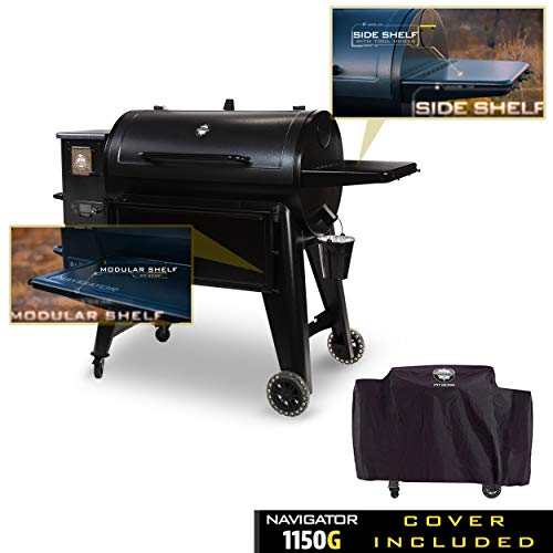 PIT BOSS PB1150G PG1150G Wood Pellet Grill w/Cover and Folding Front Shelf Included, Black
