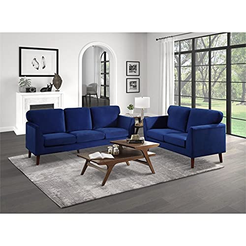 Lexicon Tolley Velvet Loveseat in Blue
