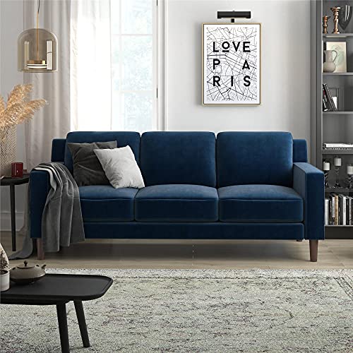 DHP Brynn 3 Seater Sofa, Blue Velvet
