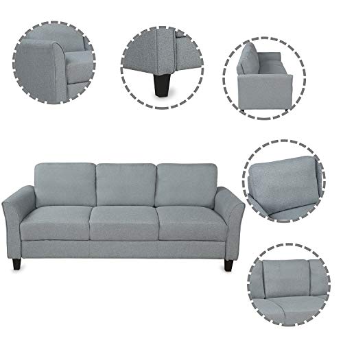 2 Piece Living Room Sofa Set Modern Linen Fabric Upholstered Couch Furniture Sets Including 3-Seat Sofa Couch and Single Sofa Chair Sofas for Living Room Apartment or Office (1+3-Seat) Couches