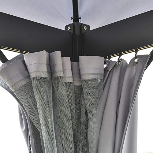 Outsunny 13' x 10' Outdoor Patio Gazebo Soft Top Canopy with PA Coated Polyester Roof, Steel/Aluminum Frame, Curtains & Netting Sidewalls, Grey