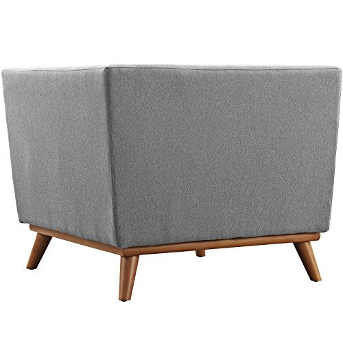 Modway Engage Mid-Century Modern Upholstered Fabric Corner Sofa in Expectation Gray