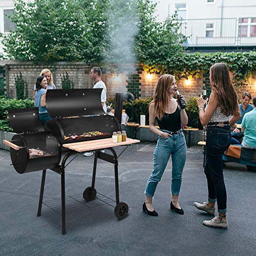 BBQ Charcoal Grill and Offset Smoker,Outdoor for Camping High Temperature Spray Paint (500-600 Degrees) Diameter 15cm Plastic Wheel