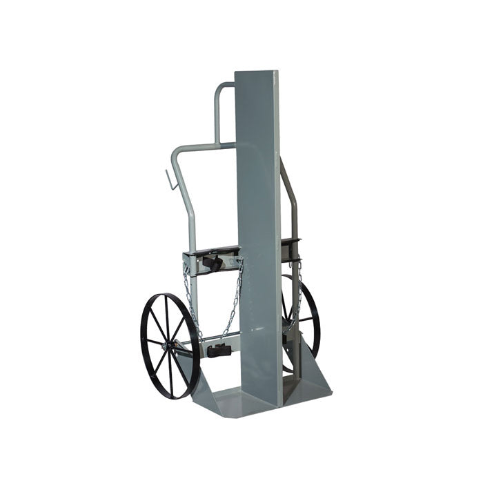 Justrite Double Cylinder Hand Truck With Firewall, 20 Inch Steel Wheels