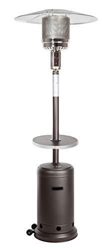 Golden Flame 46,000 BTU [XL-Series] Mocha (Matte Finish) Patio Heater with Drink Table & Wheels (Propane)