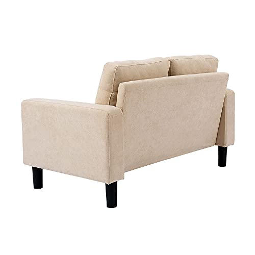 Modern 2 Piece Upholstered Sofa Set Love Seat 2 Seater and 3 Seater Sofa Couch (Beige)
