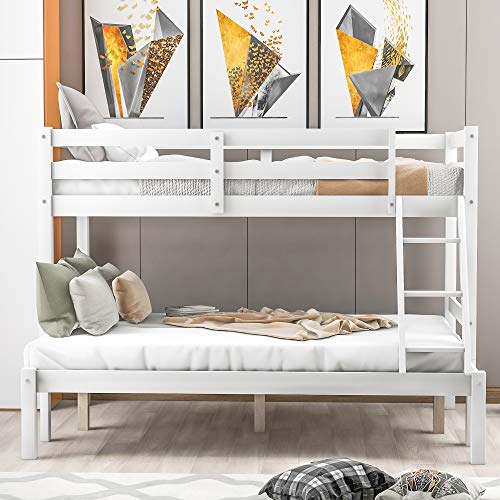 Harper&Bright Designs Twin-Over-Full Bunk Bed with Ladders (White)