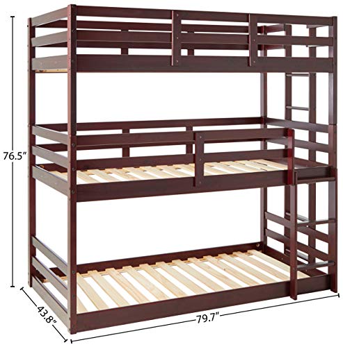 DONCO Kids Triple Bunk Bed, Twin/Twin/Twin, Dark Cappuccino