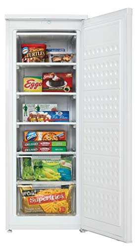 Danby DUFM059C1WDD 5.9 Cu.Ft. Garage Ready Upright Freezer with 5 Shelves, Mechanical Thermostat and Manual Defrost, Energy Star Rated