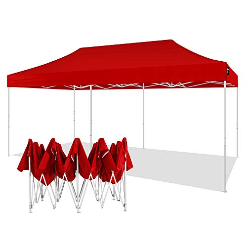 American Phoenix Canopy Tent 10x20 Pop Up Instant Shelter Shade Heavy Duty Commercial Outdoor Party Tent (10x20FT (White Frame), Red)