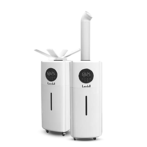 LACIDOLL Large Humidifiers Whole-House Style Commercial&Industrial Humidifier 2000 sq.ft, 5.5Gal Plant Humidifier Cool Mist Top Fill Humidifier 21L 2000ML/H Dual 360° Nozzles 3 Speed