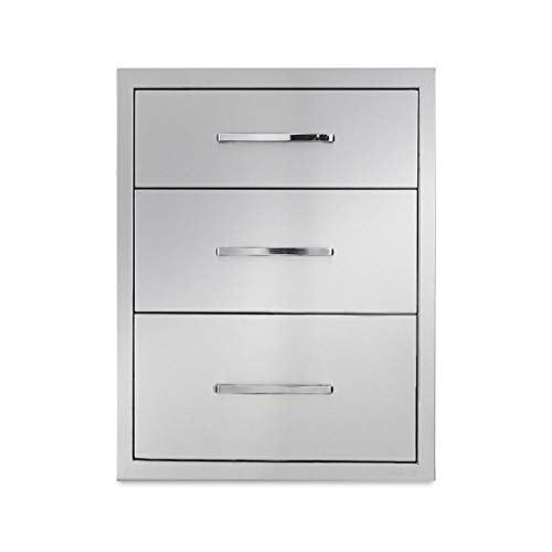 yuxiangBBQ Outdoor Kitchen Single Drawer Stainless Steel BBQ Single Drawer for Outdoor Kitchen Stroage… (18Wx21Hx23D)