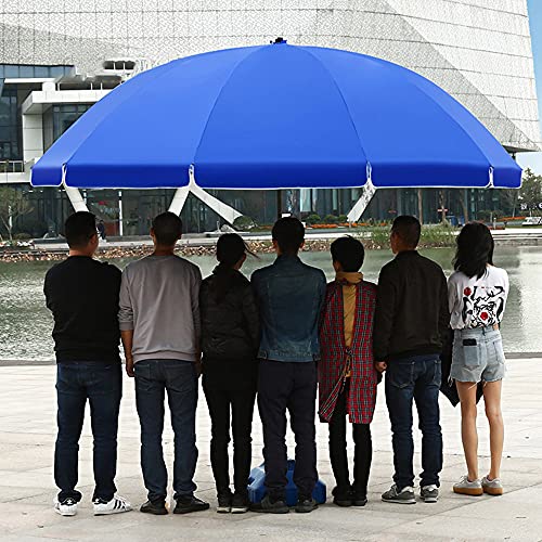 HRD Portable Beach Umbrella Large Outdoor Patio Umbrella UV Protective Waterproof Fade Resistant Fabric Steel Shaft Sun Shade for Balcony Pool Commercial Blue Red