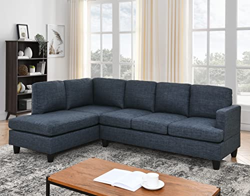 Oadeer Home 95.25'' Modern L-Shaped Sofa and Chaise Sectional, Blue