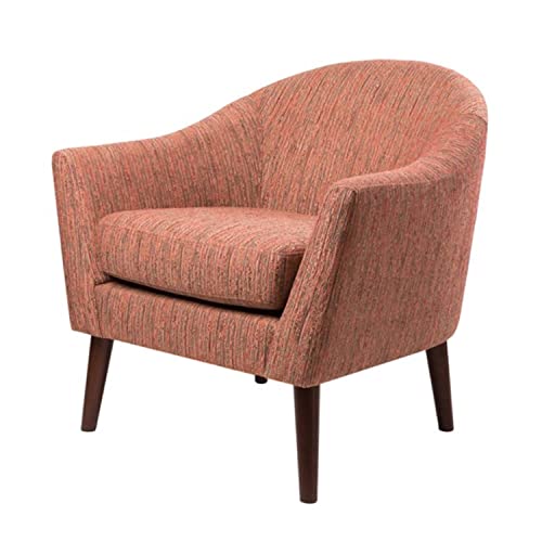Madison Park Grayson Accent Chairs - Hardwood, Birch, Textured Fabric, Flair Curved Arm, Modern Classic Style Living Room Sofa Furniture, Bedroom Lounger, Red