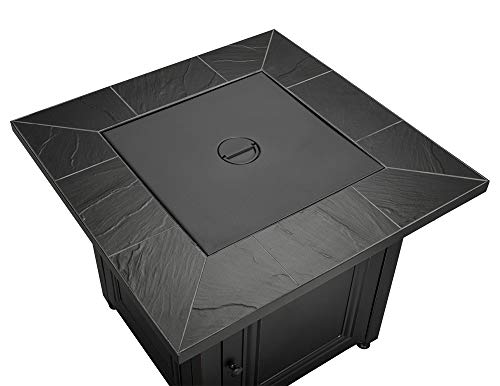 Endless Summer GAD15255SP 30-in Square Gas Pit with Ceramic Tile Mantel Fire Table, Black