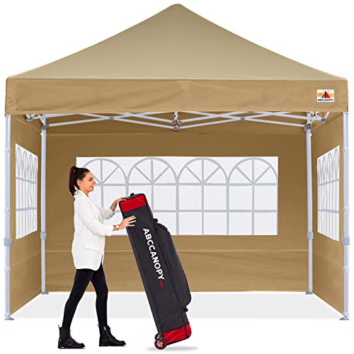 ABCCANOPY Ez Pop Up Canopy Tent 10x10 with Church Window Sidewalls, Party Tent-Series,Beige