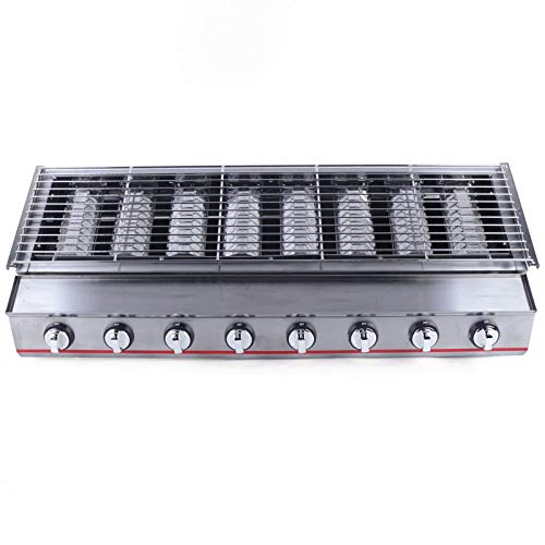 LPG Commercial Multi-function Gas BBQ Grill Stainless Steel Gas Grill 8 Burner BBQ Backyard Patio Barbecue Outdoor Cooking+steel cover