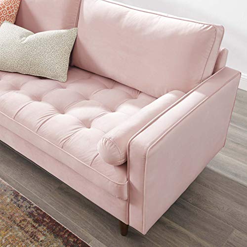 Modway Valour Velvet Sofa in Pink