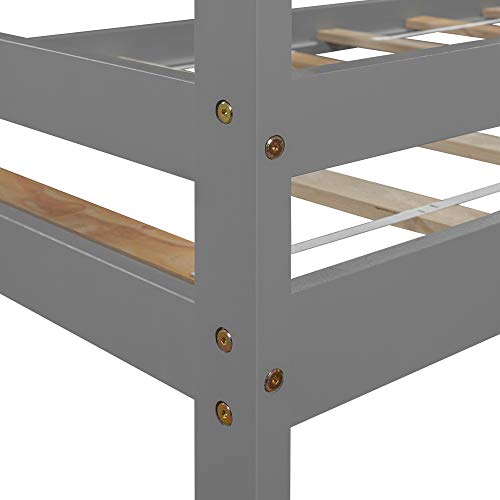 Harper&Bright Designs Low Study Twin Loft Bed with Desk and Cabinet, Grey