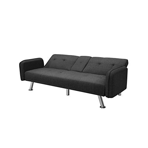 2 in 1 Fabric Sofa Couch,Fabric Sleeped Sofa Bed (Dark Gray)