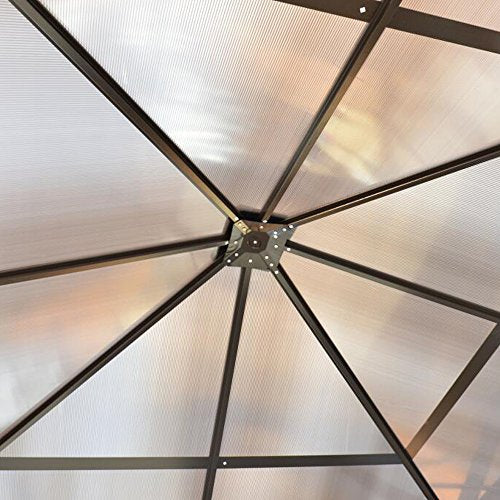ALEKO GZBHR03 Aluminum Hardtop Gazebo with Removable Mesh Walls and Curtains - 10 x 10 Feet - Brown