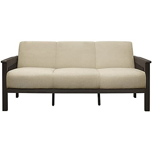 Lexicon Lewiston Fabric Upholstered Sofa in Light Brown and Antique Gray
