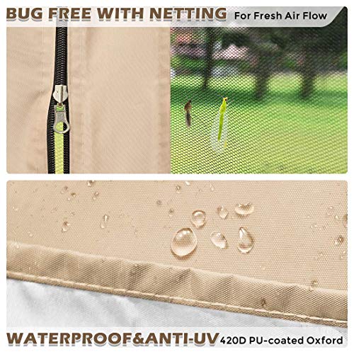 Quictent Ez Pop up Canopy Screened with Netting Instant Screen House Room Tent Mesh Side Walls, Roller Bag & 6 Sand Bags Included (Tan, 10 x 20 ft)