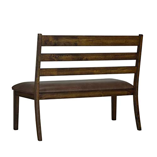 Home Fare Wood Mid-Cenutry Slat Back Settee in Brown