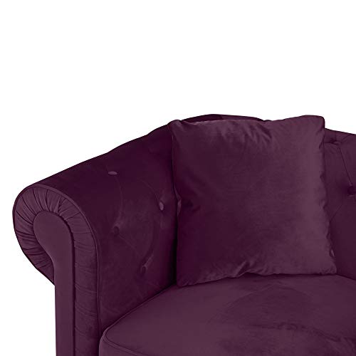 Casa Andrea Milano LLC Classic Velvet Scroll Arm Tufted Button Chesterfield Sofa (Grey), Large, Purple
