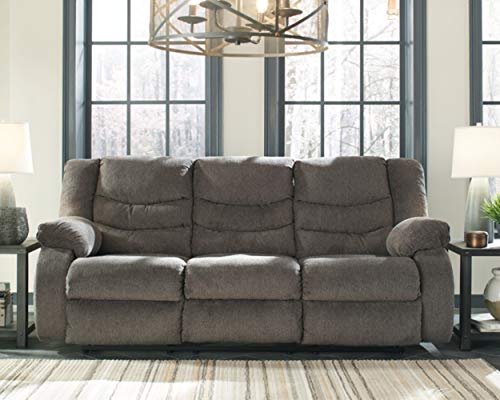 Signature Design by Ashley Tulen Modern Manual Pull Tab Reclining Sofa, Dark Gray