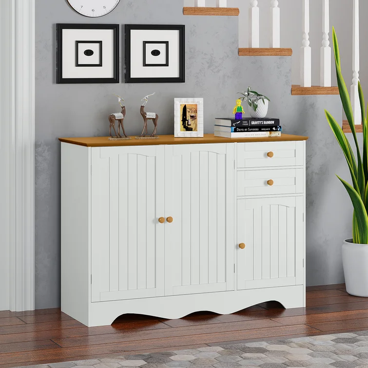 White Kitchen Buffet Pantry Cabinet Sideboard Kitchen Island