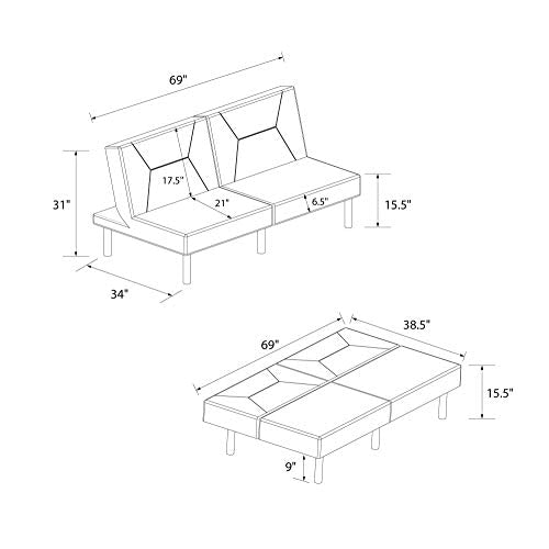 DHP Convertible Sofa Bed and Couch Futon, Blue