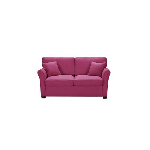 Loveseat Sofa Couch with 2 Pillows, Upholstered Linen Fabric Living Room Couch Chair Furniture for 2 Persons, Contemporary 2 Seaters Sofa Chair for Home Office Living Room Bedroom Guest Room (Purple)